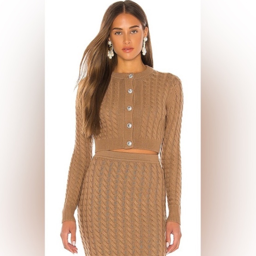 Heartloom Tan Cable Knit Cardigan Slirt Set Medium BNWT